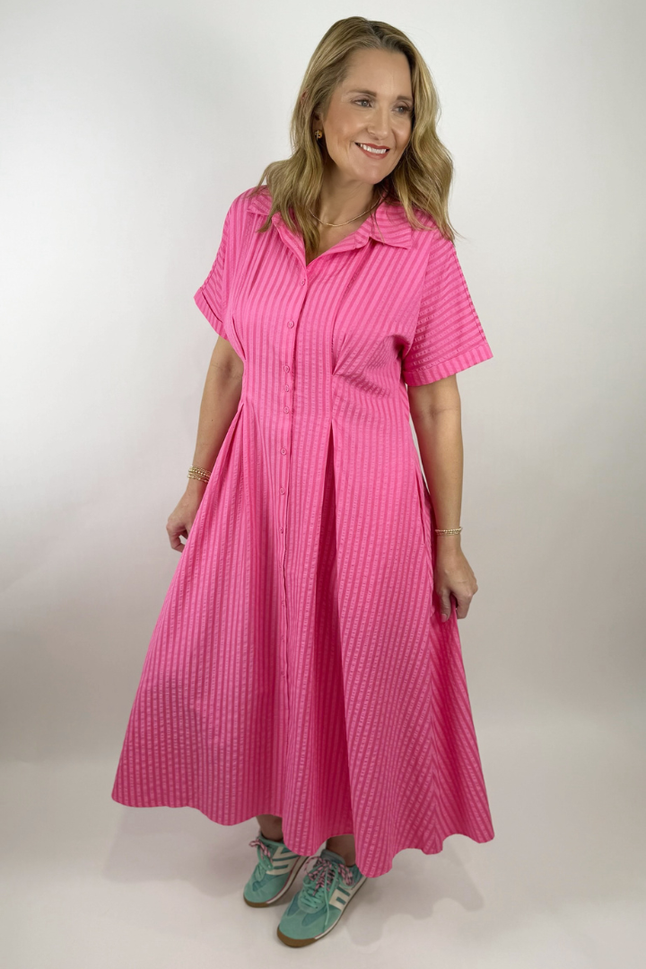 Pretty Little Stripes Midi Dress-6- Dress/Romp/Jump-JODIFL-Usher & Co - Women's Boutique Located in Atoka, OK and Durant, OK