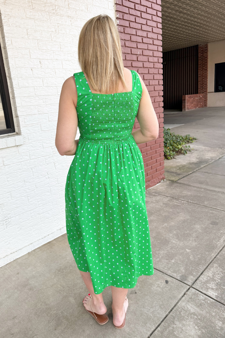Retro Polka Dot Midi Dress-6- Dress/Romp/Jump-ENTRO-Usher & Co - Women's Boutique Located in Atoka, OK and Durant, OK