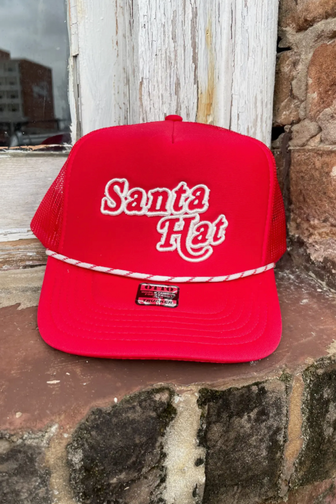 Santa Hat Trucker Hat-Hats-Pierce + Pine-Usher & Co - Women's Boutique Located in Atoka, OK and Durant, OK