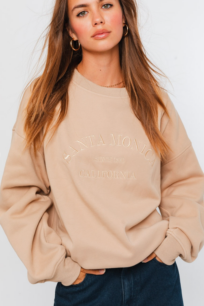 Santa Monica Sweatshirt-Graphic Sweatshirts-Le Lis-Usher & Co - Women's Boutique Located in Atoka, OK and Durant, OK