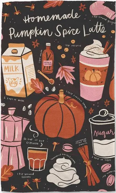 Pumpkin Spice Latte Tea Towel-Kitchen Textiles-Geometry-Usher & Co - Women's Boutique Located in Atoka, OK and Durant, OK