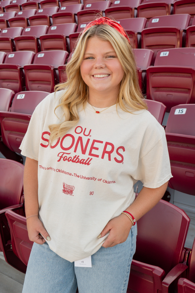 OU Shot Off Thrifted Tee-Graphic Tees-LIVYLU-Usher & Co - Women's Boutique Located in Atoka, OK and Durant, OK