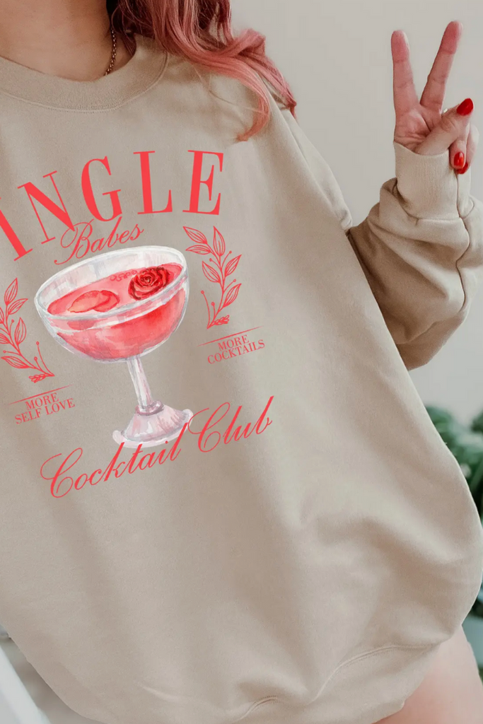 Single Babes Club Sweatshirt-Graphic Sweatshirts-Bash-Usher & Co - Women's Boutique Located in Atoka, OK and Durant, OK