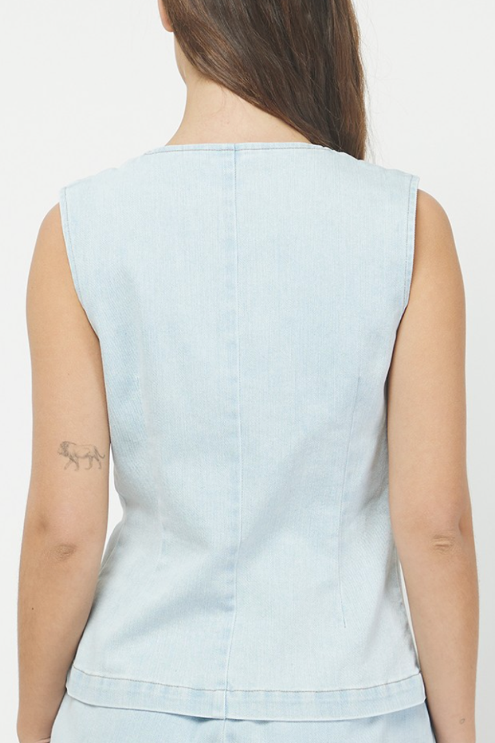 Sophia Denim Vest-1- Tops-Needi-Usher & Co - Women's Boutique Located in Atoka, OK and Durant, OK
