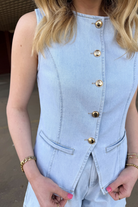 Sophia Denim Vest-1- Tops-Needi-Usher & Co - Women's Boutique Located in Atoka, OK and Durant, OK