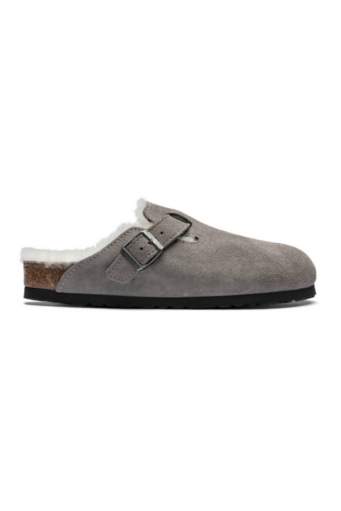 Birkenstock: Boston-Stone Coin Shearling-Slippers-Birkenstock-Usher & Co - Women's Boutique Located in Atoka, OK and Durant, OK