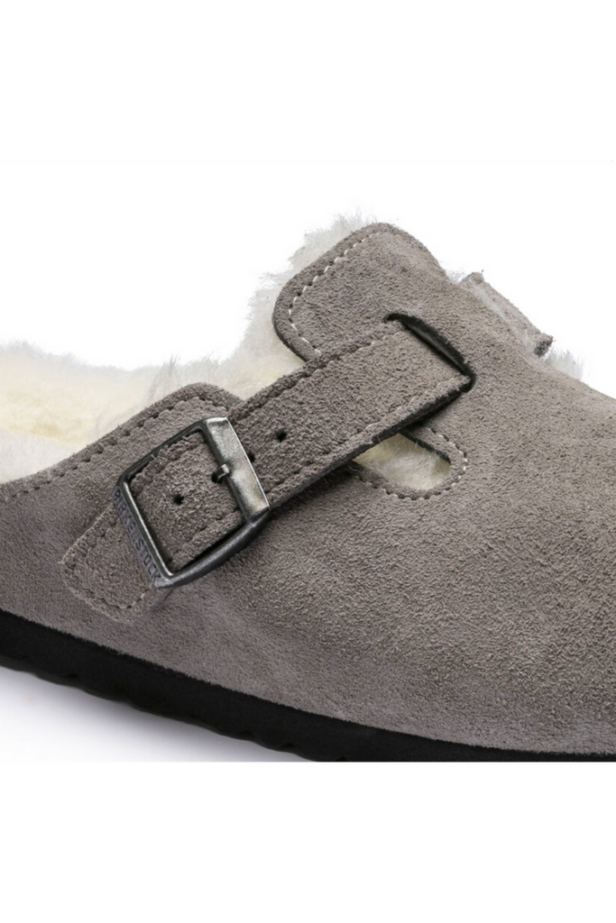 Birkenstock: Boston-Stone Coin Shearling-Slippers-Birkenstock-Usher & Co - Women's Boutique Located in Atoka, OK and Durant, OK