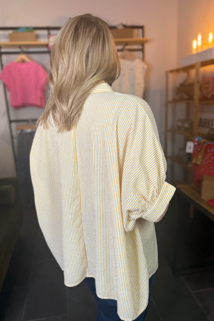 Striped Affair Button Down Top-Butter-1- Tops-HYFVE-Usher & Co - Women's Boutique Located in Atoka, OK and Durant, OK