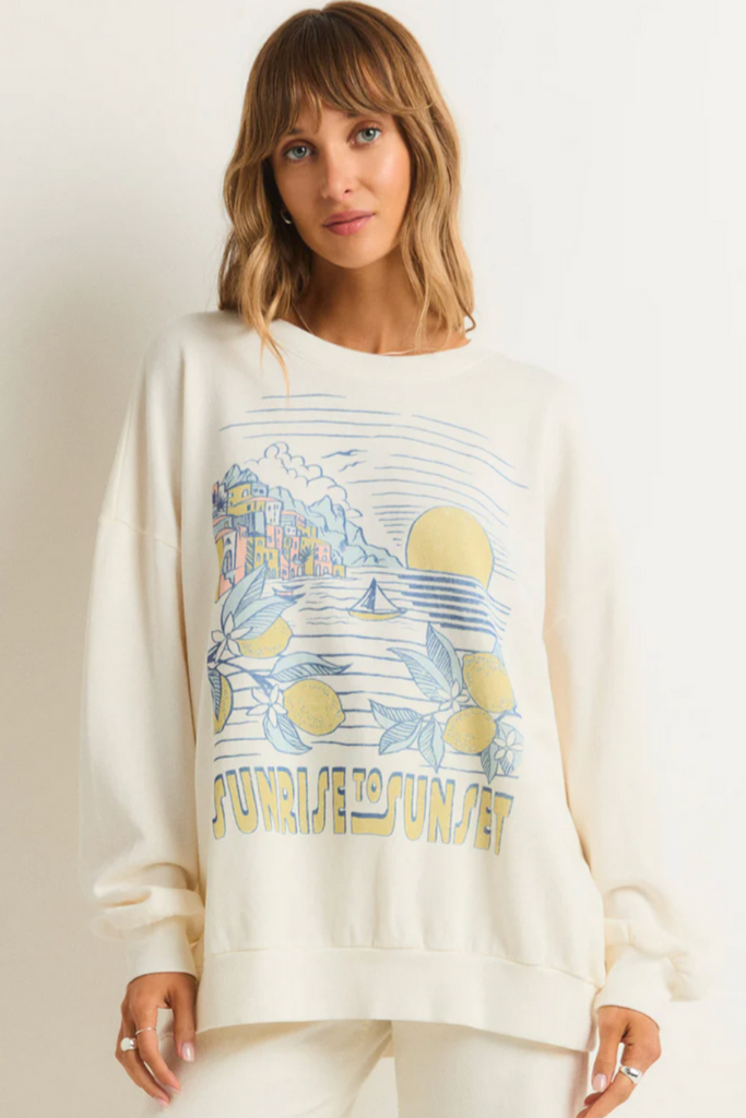 Z Supply: Sunrise Sunday Sweatshirt-Graphic Sweatshirts-Z SUPPLY-Usher & Co - Women's Boutique Located in Atoka, OK and Durant, OK