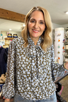 Sutton Scarf Blouse-Blue Combo-1- Tops-ENTRO-Usher & Co - Women's Boutique Located in Atoka, OK and Durant, OK