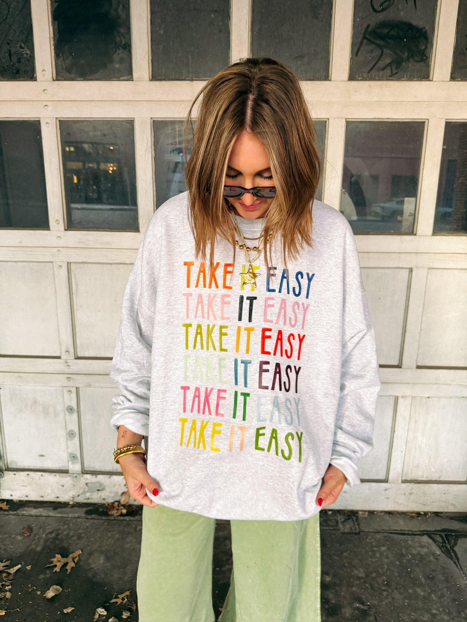 Take It Easy Sweatshirt-1- Tops-Etta + East-Usher & Co - Women's Boutique Located in Atoka, OK and Durant, OK