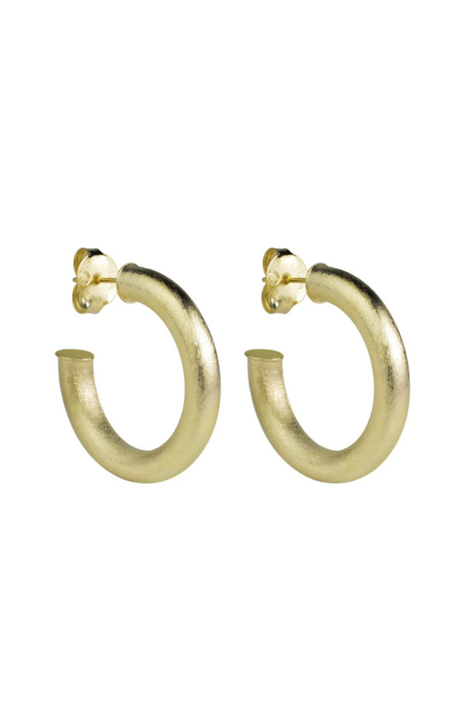 Sheila Fajl: Thin Small Chantal Hoops-Brushed Gold-Earrings-SHEILA FAJL-Usher & Co - Women's Boutique Located in Atoka, OK and Durant, OK