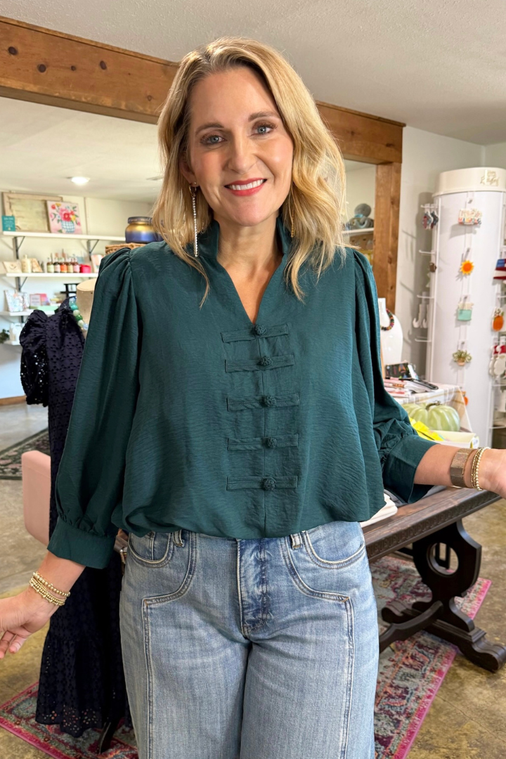 Timeless Romance Top-Green-1- Tops-ENTRO-Usher & Co - Women's Boutique Located in Atoka, OK and Durant, OK