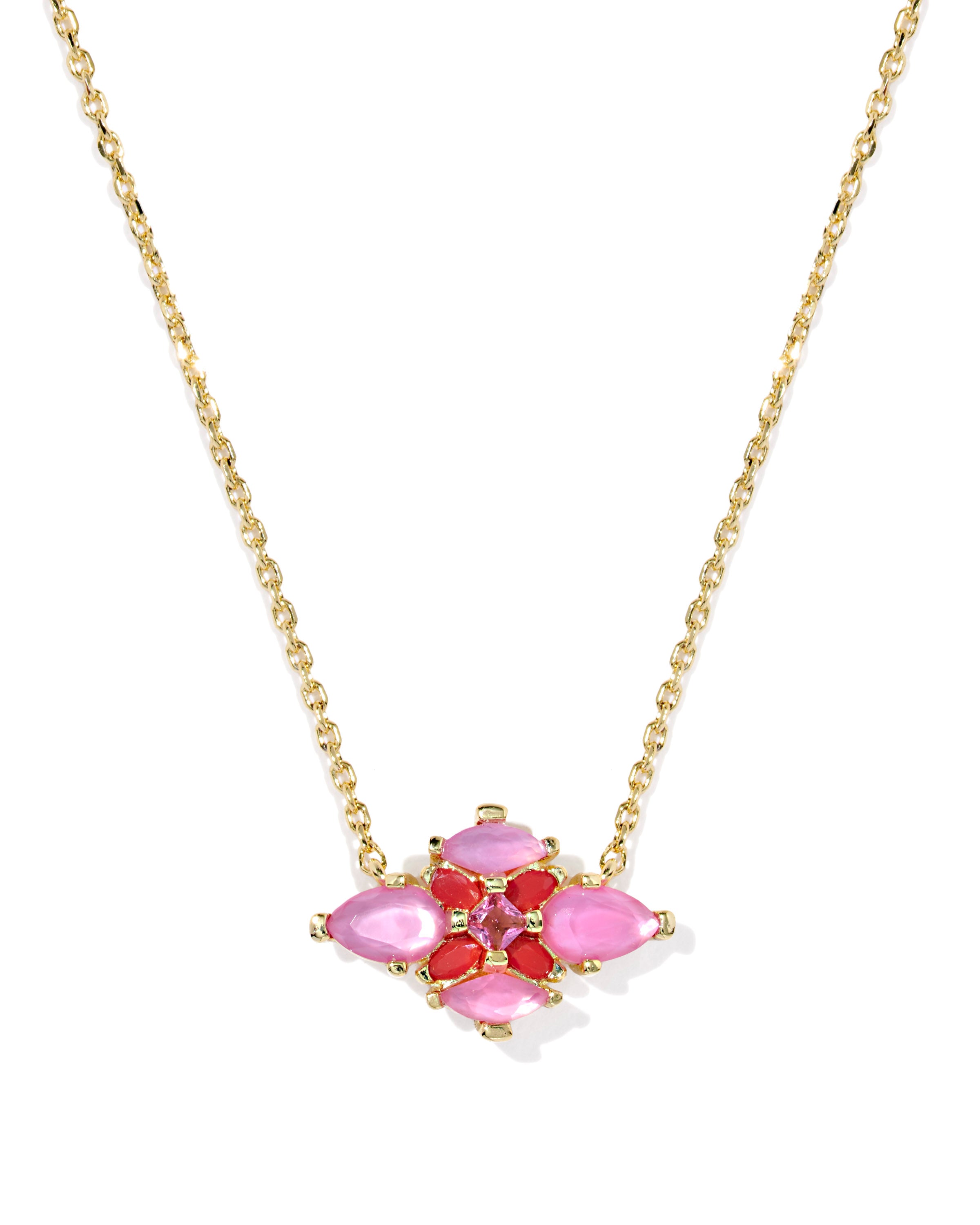 Kendra Scott: Abbie Crystal Short Pendant Necklace-Gold Pink Mix-7- Jewelry-KENDRA SCOTT-Usher & Co - Women's Boutique Located in Atoka, OK and Durant, OK