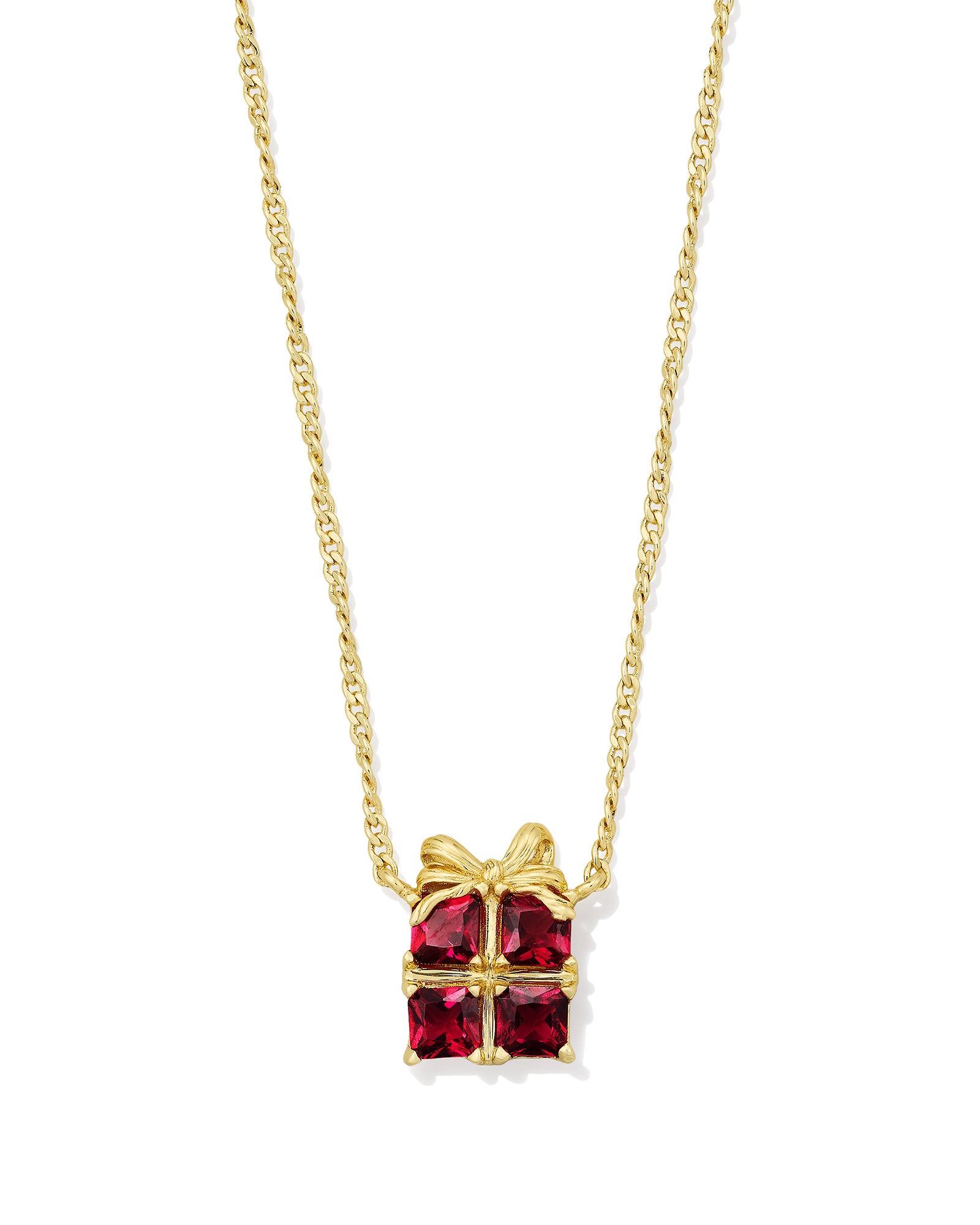Kendra Scott: Present Short Pendant Necklace-Gold Red Crystal-7- Jewelry-Kendra Scott-Usher & Co - Women's Boutique Located in Atoka, OK and Durant, OK