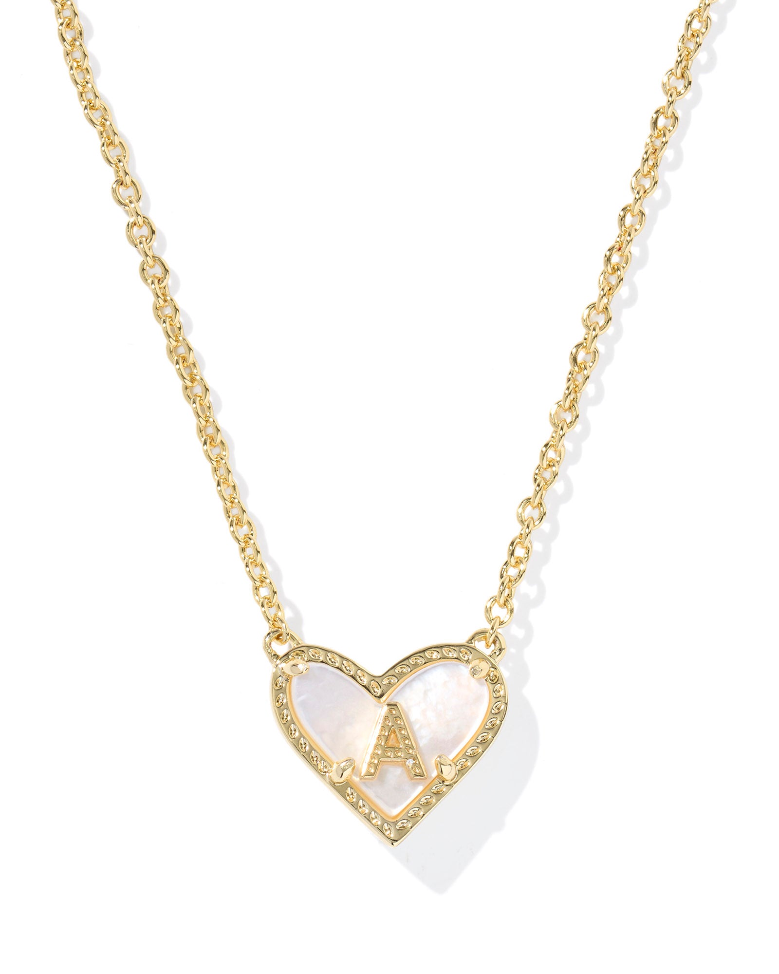 Kendra Scott: Heart Letter A Short Pendant Necklace-Gold Ivory-KENDRA SCOTT-Usher & Co - Women's Boutique Located in Atoka, OK and Durant, OK