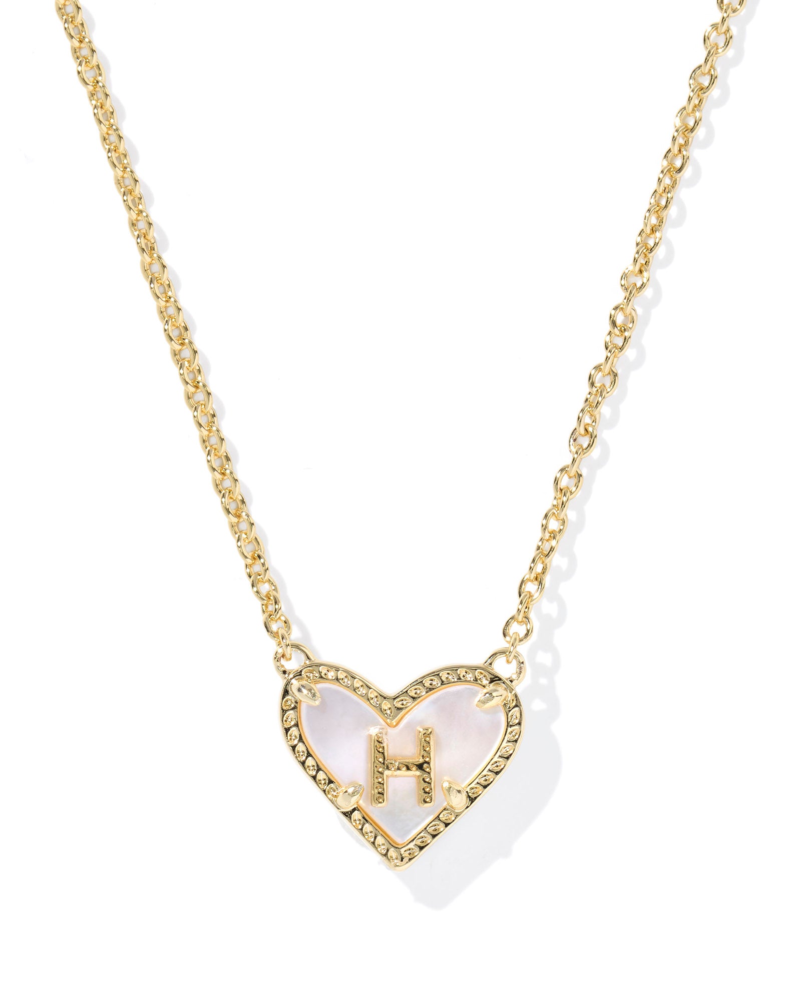 Kendra Scott: Heart Letter H Short Pendant Necklace-Gold Ivory-KENDRA SCOTT-Usher & Co - Women's Boutique Located in Atoka, OK and Durant, OK