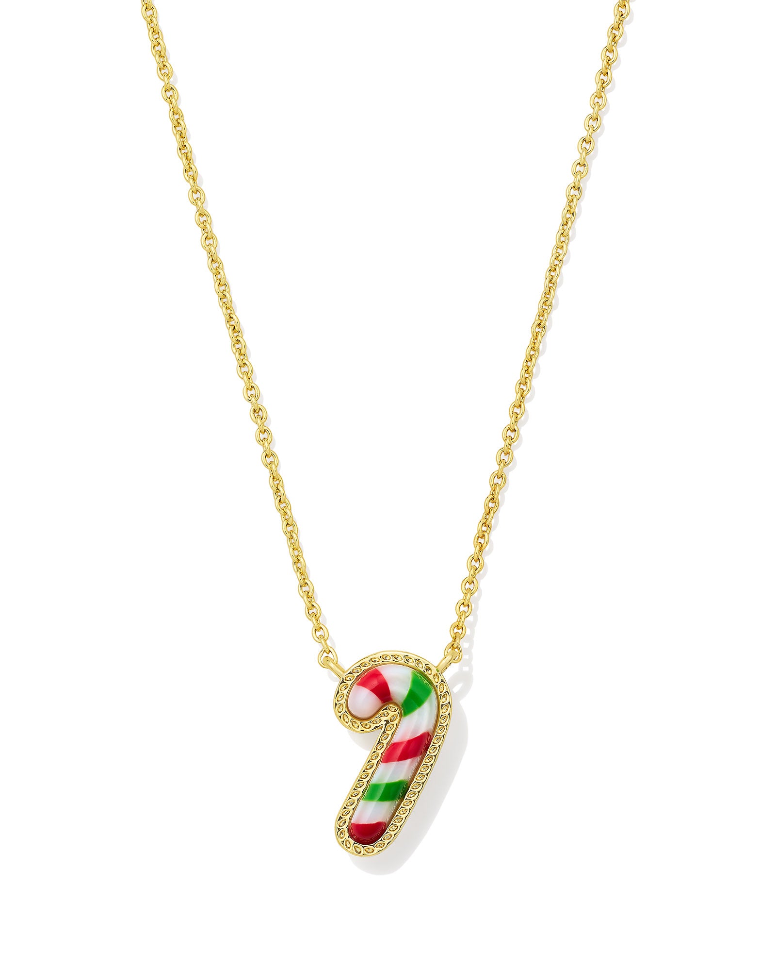 Kendra Scott: Candy Cane Short Pendant Necklace-Gold/Red/Green-7- Jewelry-Kendra Scott-Usher & Co - Women's Boutique Located in Atoka, OK and Durant, OK
