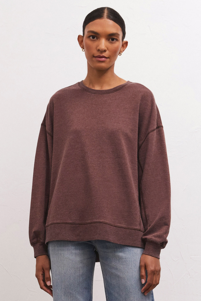 Z Supply: Modern Weekender-Dark Truffle-Long Sleeve Tops-Z SUPPLY-Usher & Co - Women's Boutique Located in Atoka, OK and Durant, OK