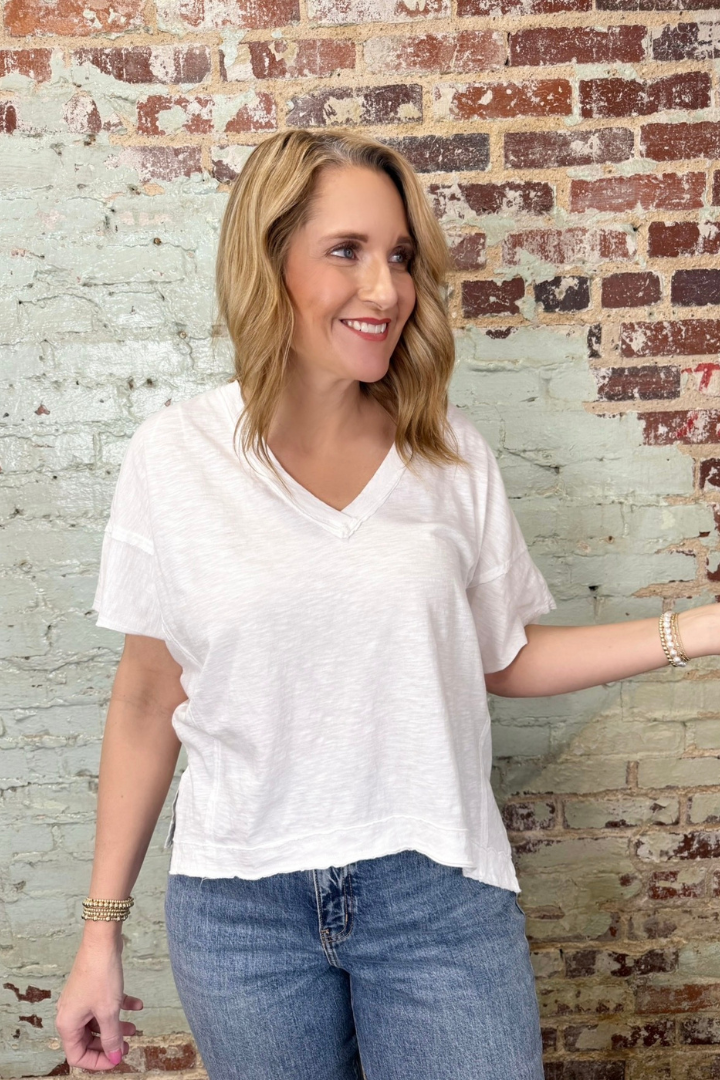 Rylee Tee-White-1- Tops-HYFVE-Usher & Co - Women's Boutique Located in Atoka, OK and Durant, OK