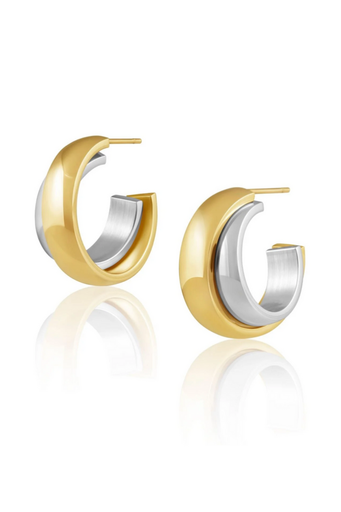 Mini Whitney Two-Tone Hoop-Earrings-Sahira-Usher & Co - Women's Boutique Located in Atoka, OK and Durant, OK