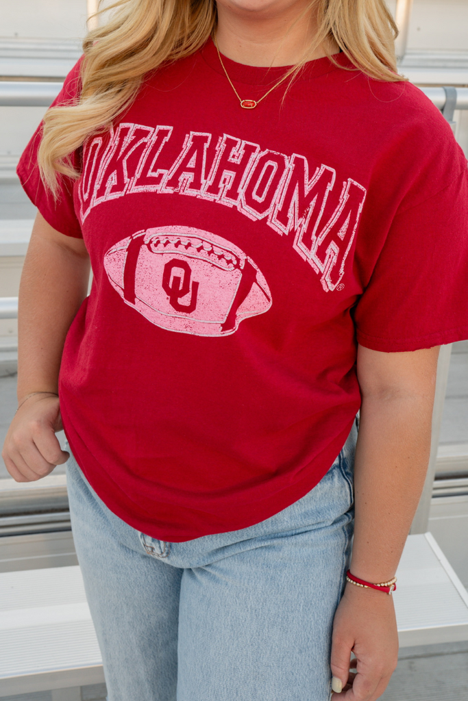 OU Wonka Football Thrifted Tee-Graphic Tees-LIVYLU-Usher & Co - Women's Boutique Located in Atoka, OK and Durant, OK