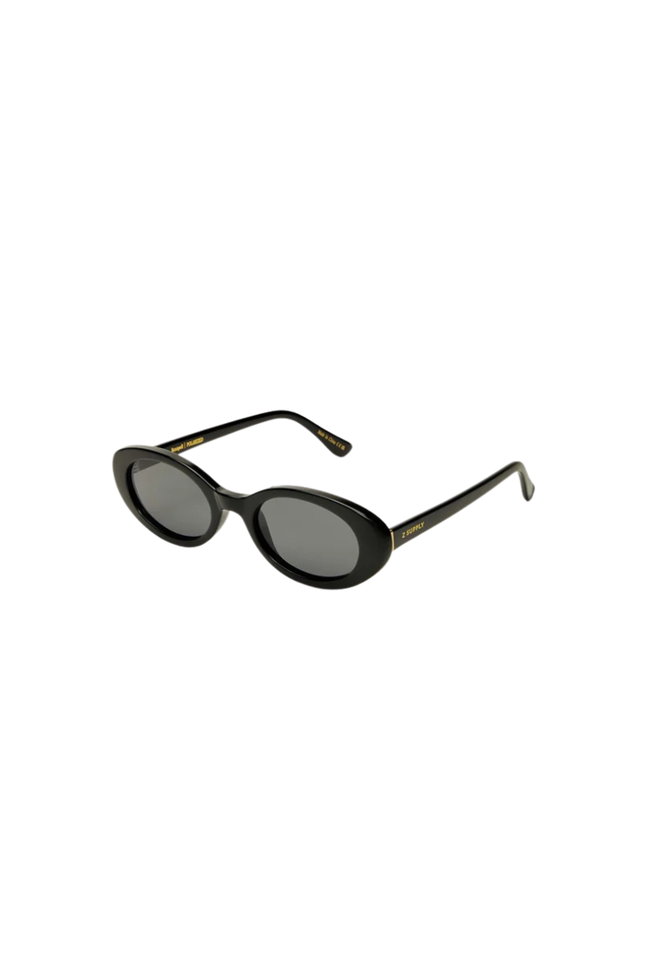 Z Supply Sunspell polarized oval sunglasses in glossy black frame with grey lenses