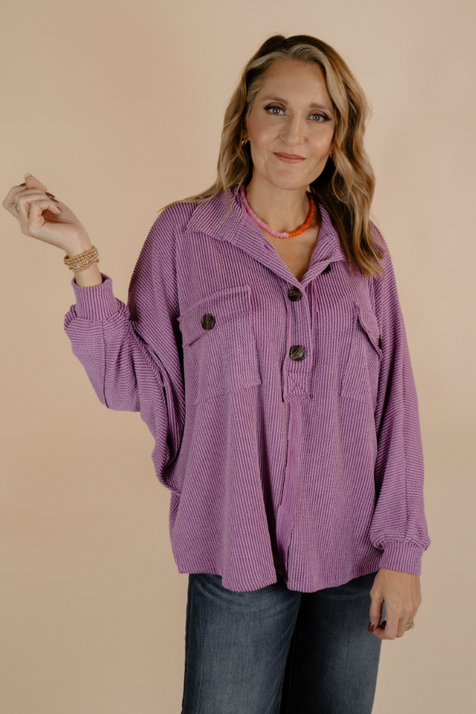 Zuna Top-Purple-Long Sleeve Tops-Bucket List-Usher & Co - Women's Boutique Located in Atoka, OK and Durant, OK