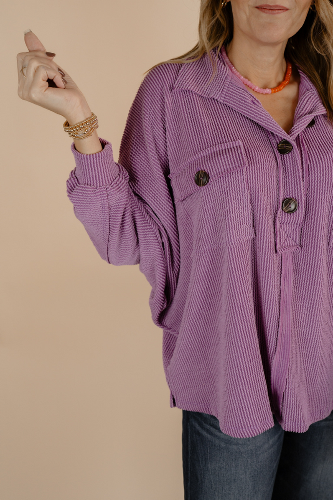Zuna Top-Purple-Long Sleeve Tops-Bucket List-Usher & Co - Women's Boutique Located in Atoka, OK and Durant, OK
