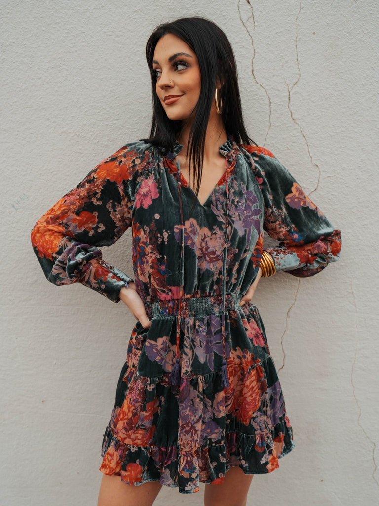 Naomi Floral Dress-Dresses-Fate-Usher & Co - Women's Boutique Located in Atoka, OK and Durant, OK