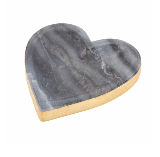 Marble Heart Tray Gold Edge-Kitchen-Mudpie-Usher & Co - Women's Boutique Located in Atoka, OK and Durant, OK