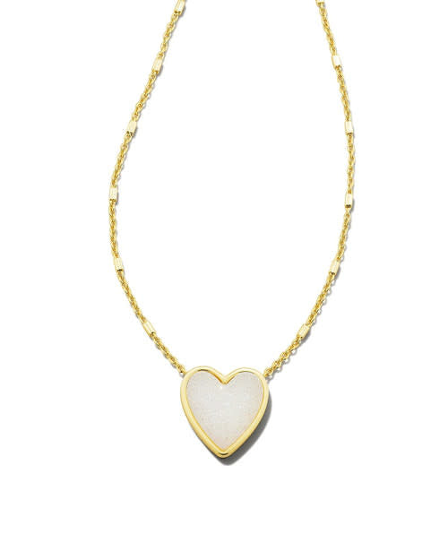 Kendra Scott: Heart Pendant Gold Iridescent Drusy-Necklaces-Kendra Scott-Usher & Co - Women's Boutique Located in Atoka, OK and Durant, OK
