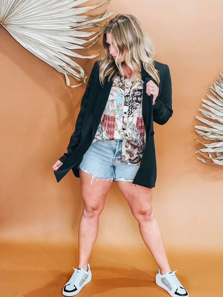Oversized Blazer, Black-Blazers-Illa Illa-Usher & Co - Women's Boutique Located in Atoka, OK and Durant, OK