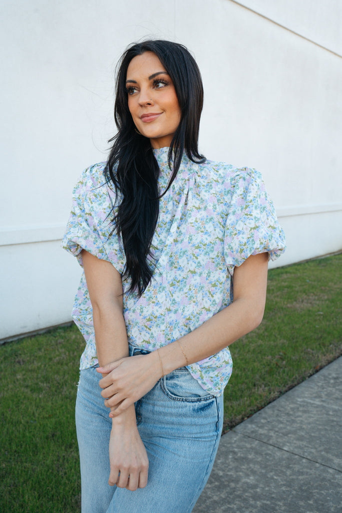 Two Lane Getaway Top, Blue-Short Sleeve Tops-Entro-Usher & Co - Women's Boutique Located in Atoka, OK and Durant, OK