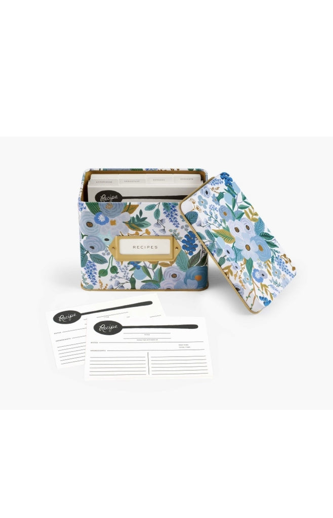 Garden Party Blue Recipe Box-Kitchen-Rifle Paper Co-Usher & Co - Women's Boutique Located in Atoka, OK and Durant, OK