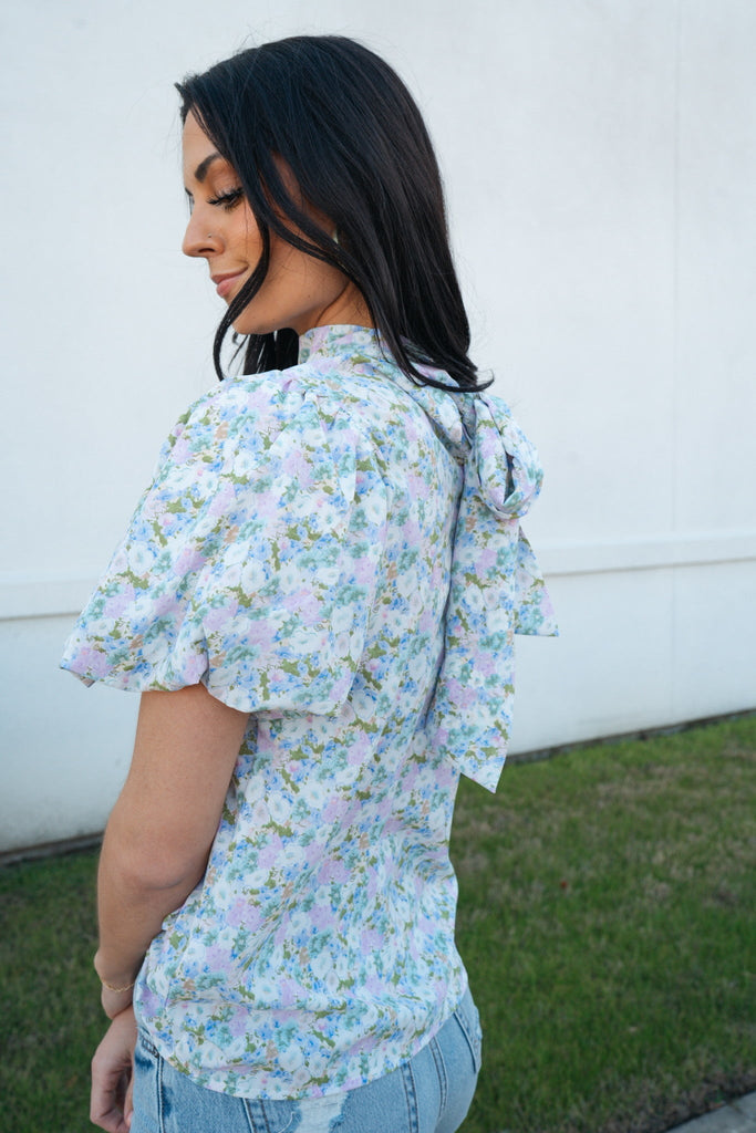 Two Lane Getaway Top, Blue-Short Sleeve Tops-Entro-Usher & Co - Women's Boutique Located in Atoka, OK and Durant, OK
