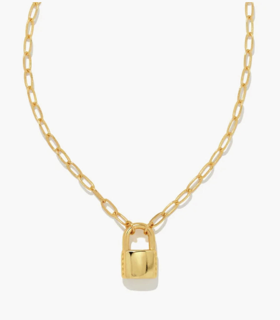 Kendra Scott: Jess Small Lock Necklace Gold-Necklaces-Kendra Scott-Usher & Co - Women's Boutique Located in Atoka, OK and Durant, OK