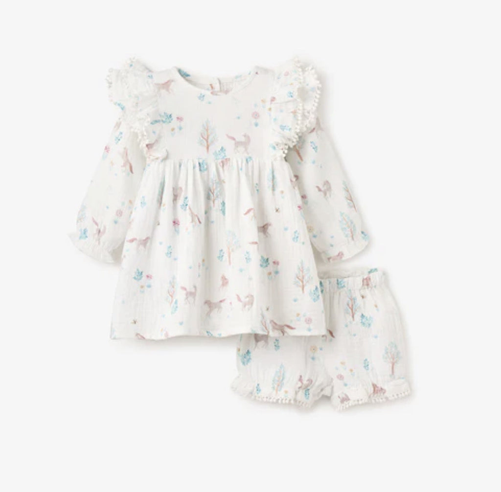 Pony Meadow Organic Muslin Dress 3-6 mo-Baby-Elegant Baby-Usher & Co - Women's Boutique Located in Atoka, OK and Durant, OK