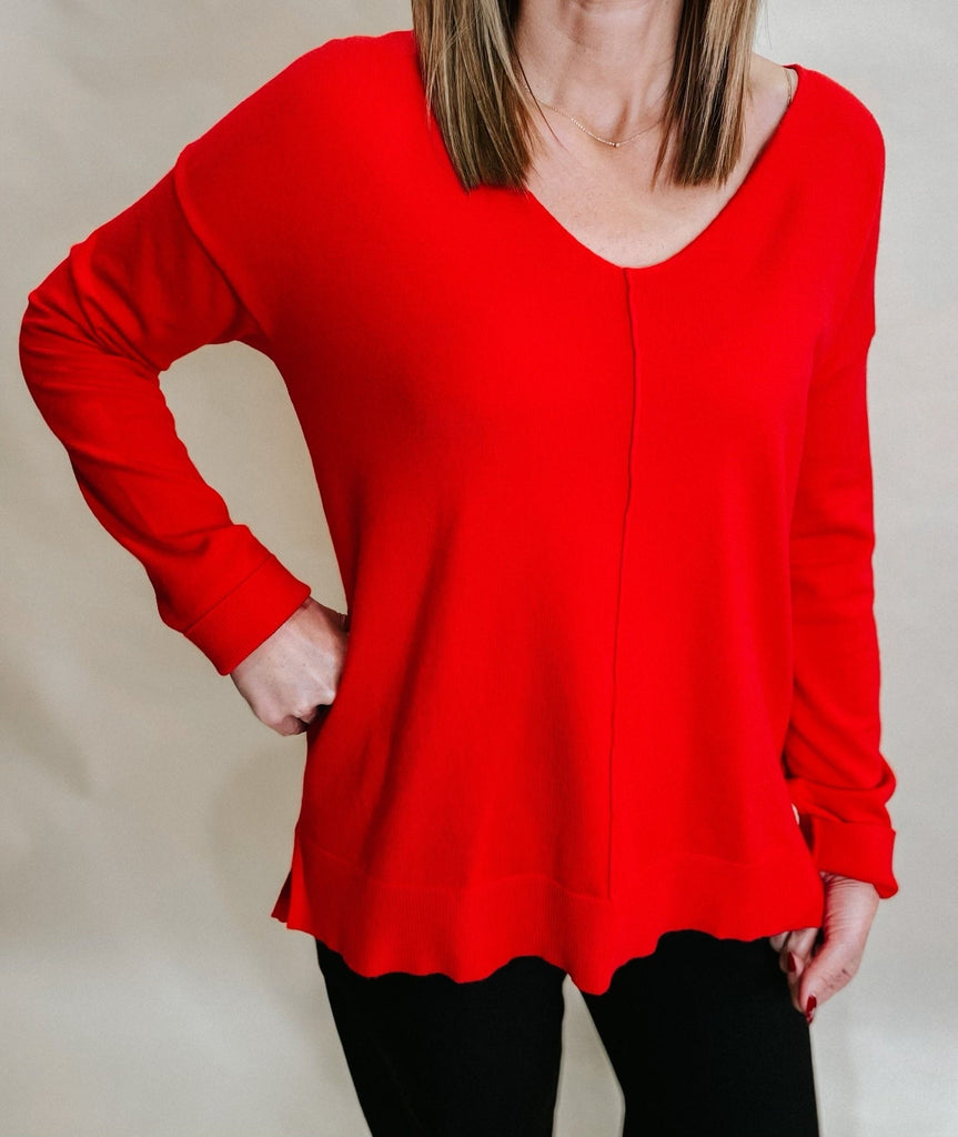 Sierra Sweater, Tomato-Sweaters-La Miel-Usher & Co - Women's Boutique Located in Atoka, OK and Durant, OK