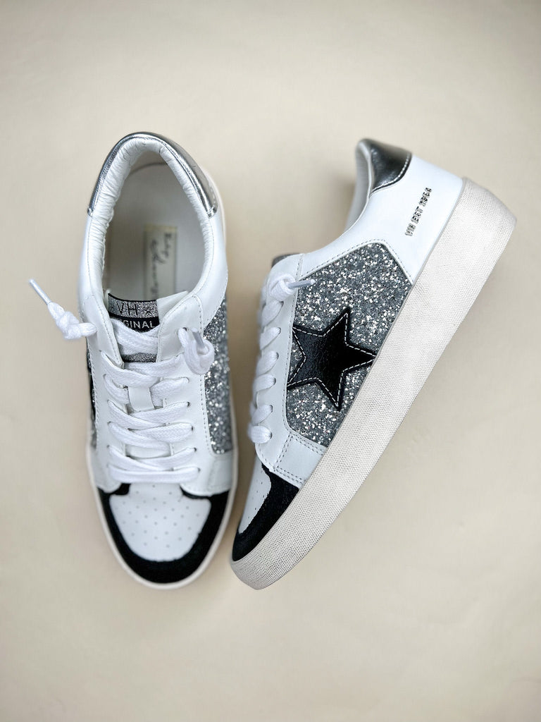 Jazmin Silver Glitter Black Star-Sneakers-Vintage Havana-Usher & Co - Women's Boutique Located in Atoka, OK and Durant, OK