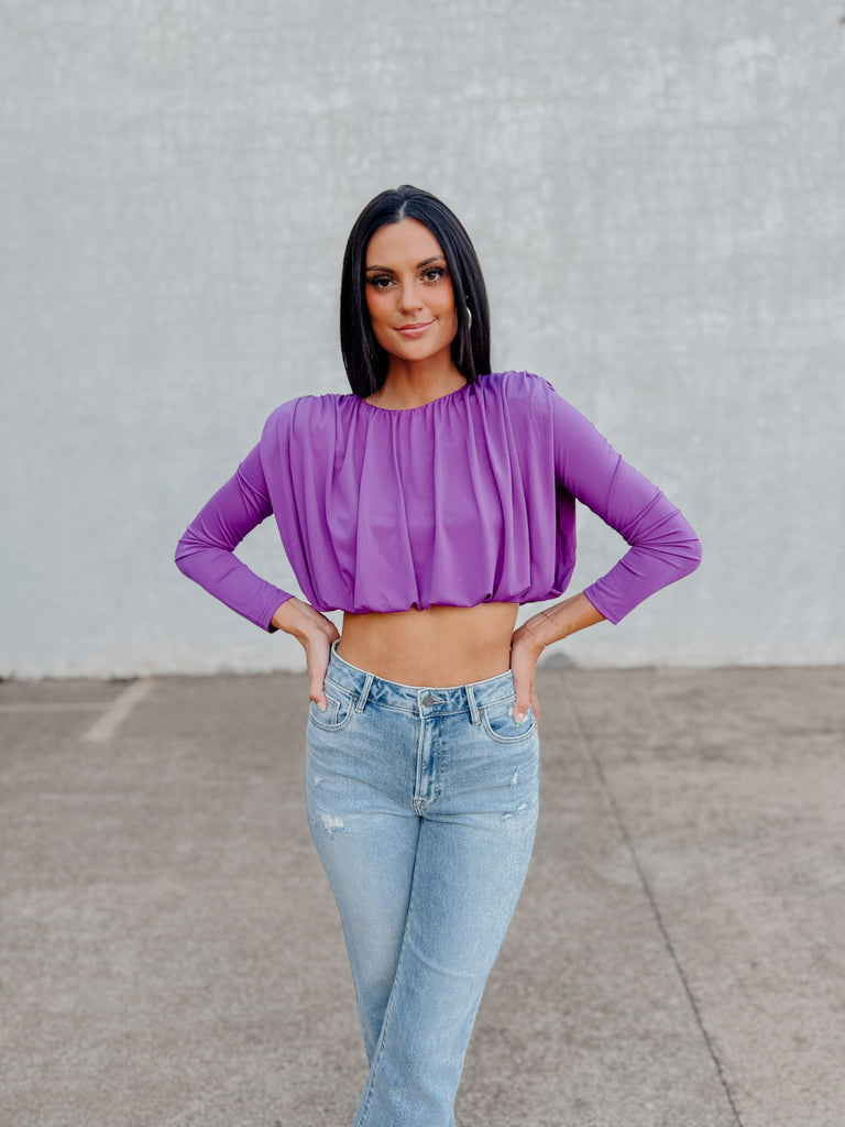 Violet Crop Top-Long Sleeve Tops-Idem Ditto-Usher & Co - Women's Boutique Located in Atoka, OK and Durant, OK