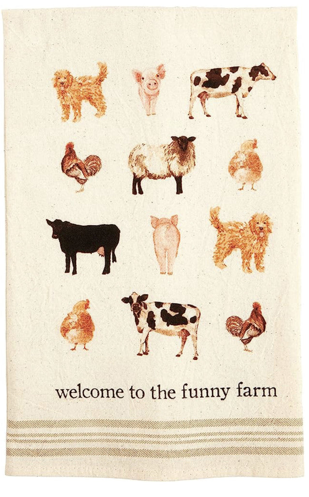 Welcome Farm Animal Towel-Kitchen-Mudpie-Usher & Co - Women's Boutique Located in Atoka, OK and Durant, OK