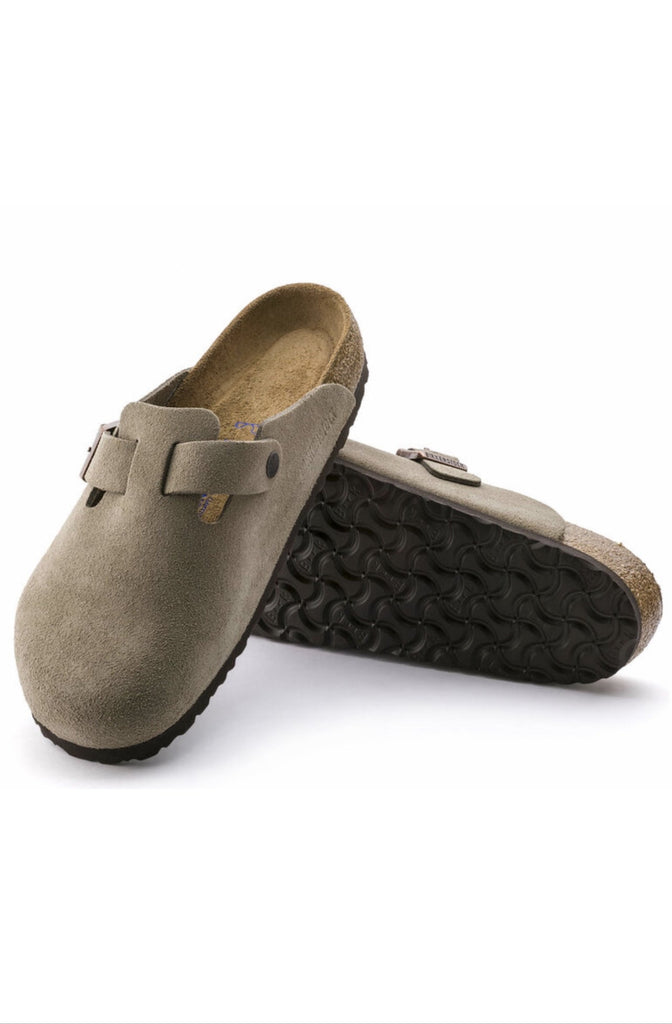 Birkenstock: Boston-Taupe Suede-Sandals-Birkenstock-Usher & Co - Women's Boutique Located in Atoka, OK and Durant, OK