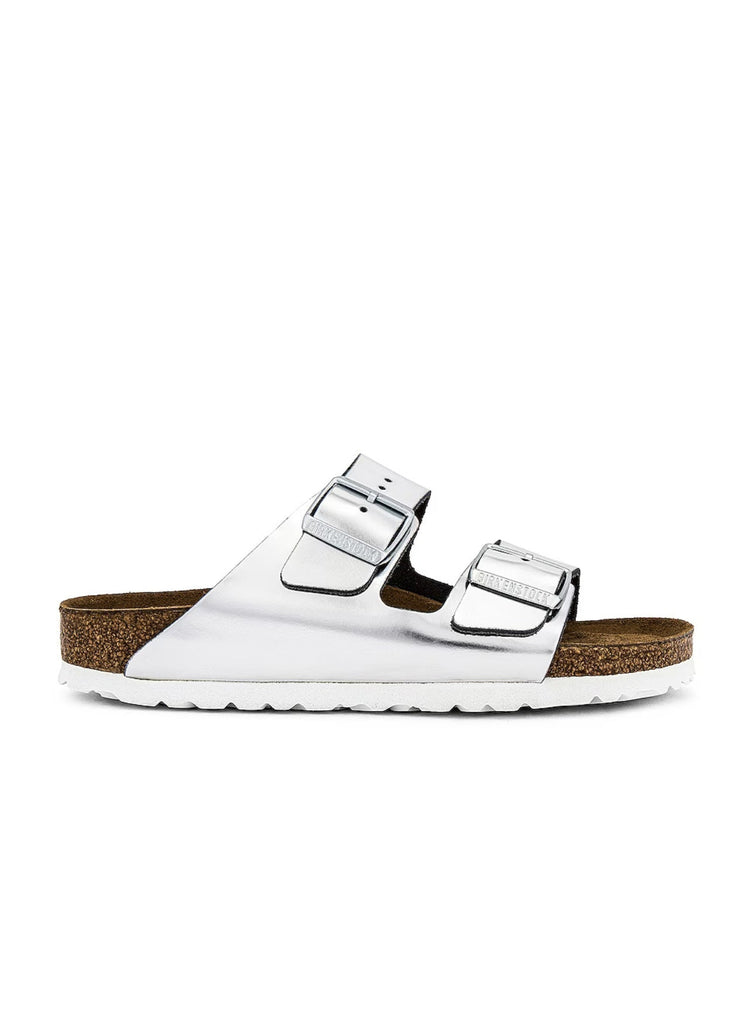 Birkenstock: Arizona SFB-Metallic Silver-Sandals-Birkenstock-Usher & Co - Women's Boutique Located in Atoka, OK and Durant, OK