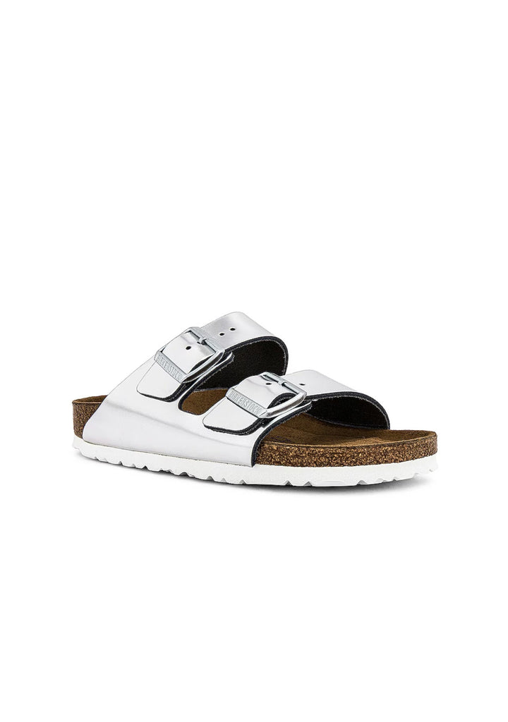 Birkenstock: Arizona SFB-Metallic Silver-Sandals-Birkenstock-Usher & Co - Women's Boutique Located in Atoka, OK and Durant, OK