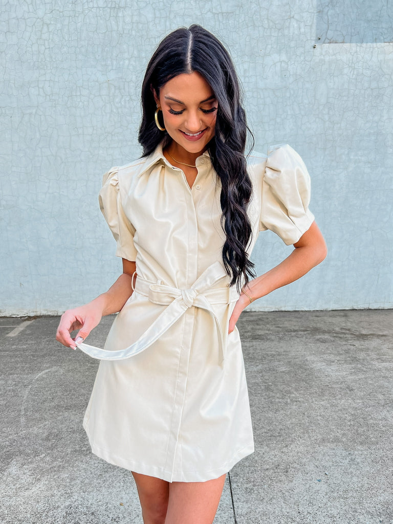 Thalia Vegan Leather Dress-Dresses-Aureum-Usher & Co - Women's Boutique Located in Atoka, OK and Durant, OK