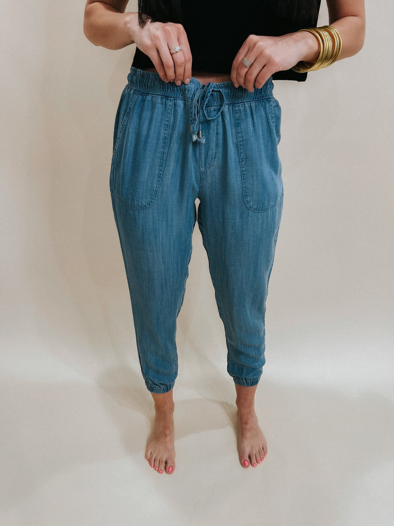 Serena Jogger Denim-Joggers-Thread & Supply-Usher & Co - Women's Boutique Located in Atoka, OK and Durant, OK