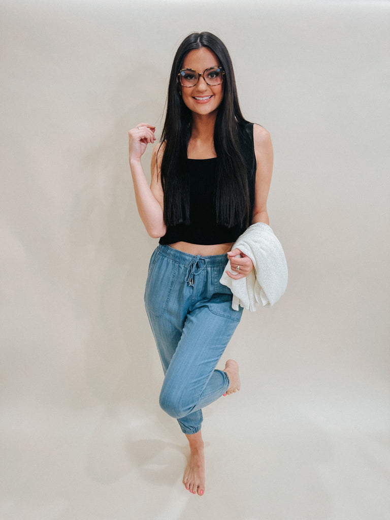 Serena Jogger Denim-Joggers-Thread & Supply-Usher & Co - Women's Boutique Located in Atoka, OK and Durant, OK