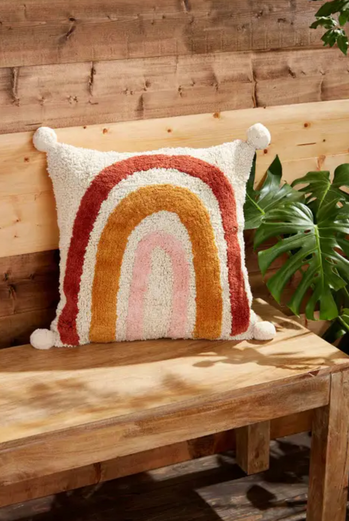 Tufted Rainbow Pom Pillow-Pillows/Throws-Mudpie-Usher & Co - Women's Boutique Located in Atoka, OK and Durant, OK