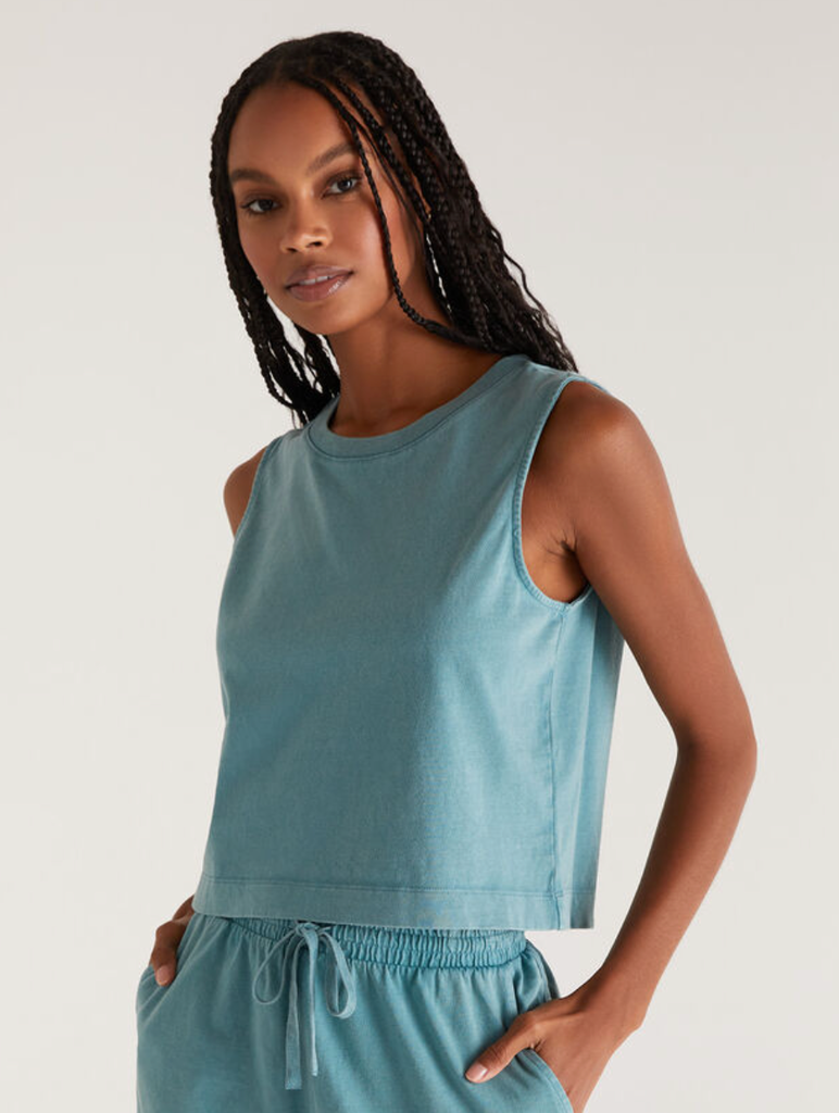 Z Supply: Sloane Muscle Tank, Bluesteel-Tank Tops-Z SUPPLY-Usher & Co - Women's Boutique Located in Atoka, OK and Durant, OK
